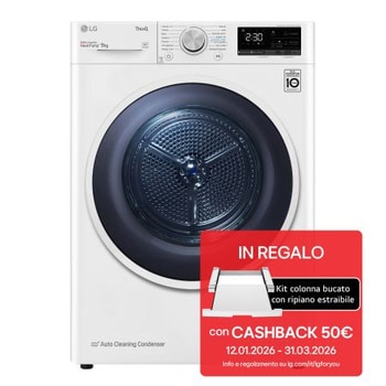 Vista frontale della Asciugatrice 9kg Pompa Di Calore A+++ Bianca RH90V9AVHN